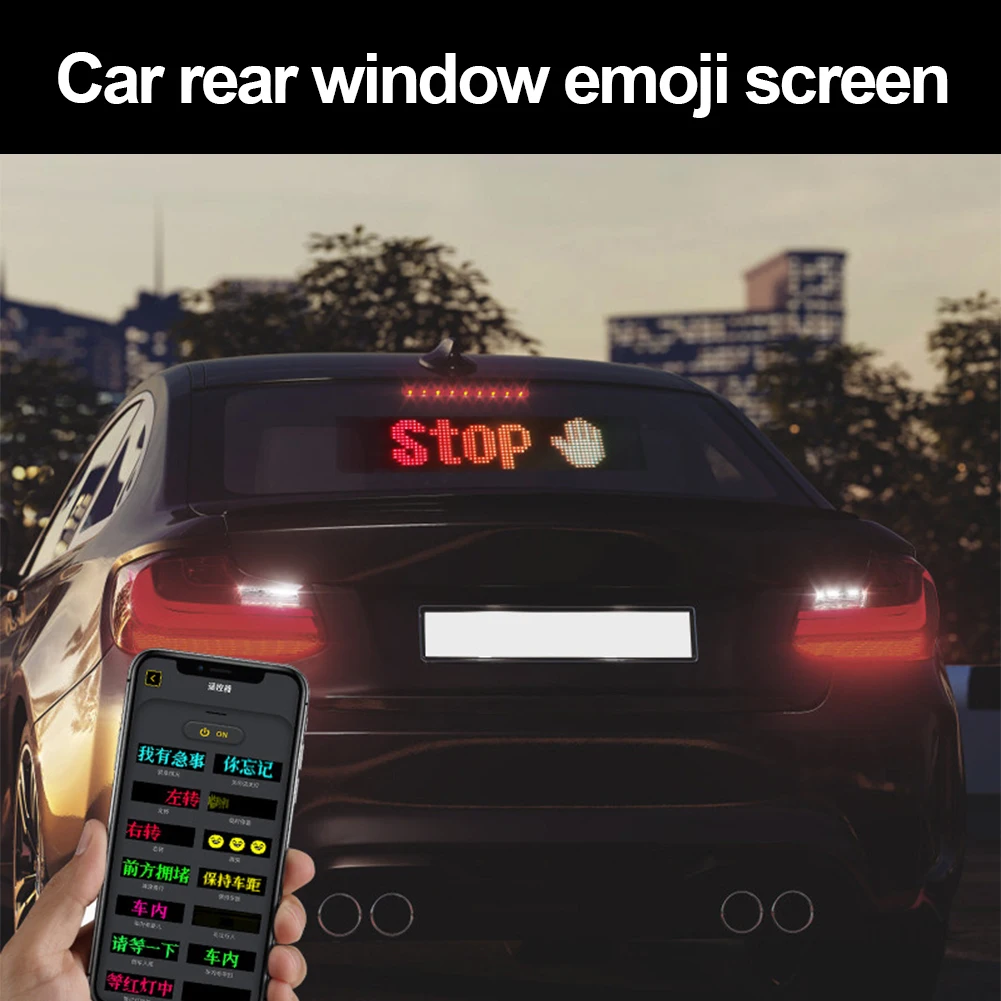 2Pcs LED Display Screen Panel Car Scrolling Sign App Control Car Devil Eyes Light RGB Light DIY Animation for Cars and Trucks