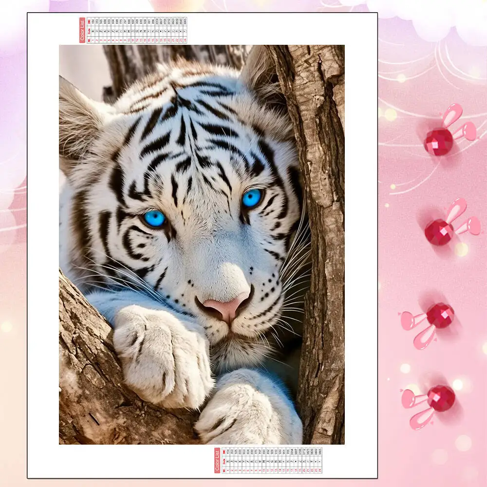 HUACAN Vollquadrat Rund Diamant Mosaik Tiger Tier Diamant Malerei Kits Bild Für Wohnzimmer Dekoration