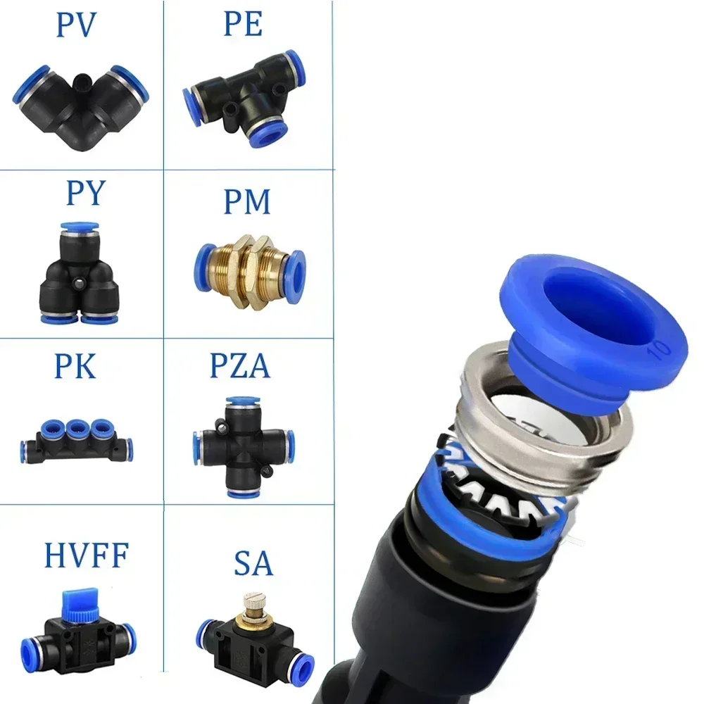 Pneumatic Fittings  PY/PU/PV/PE Water Pipes and pipe connectors direct thrust 4 to 16mm/ PK plastic hose quick couplings