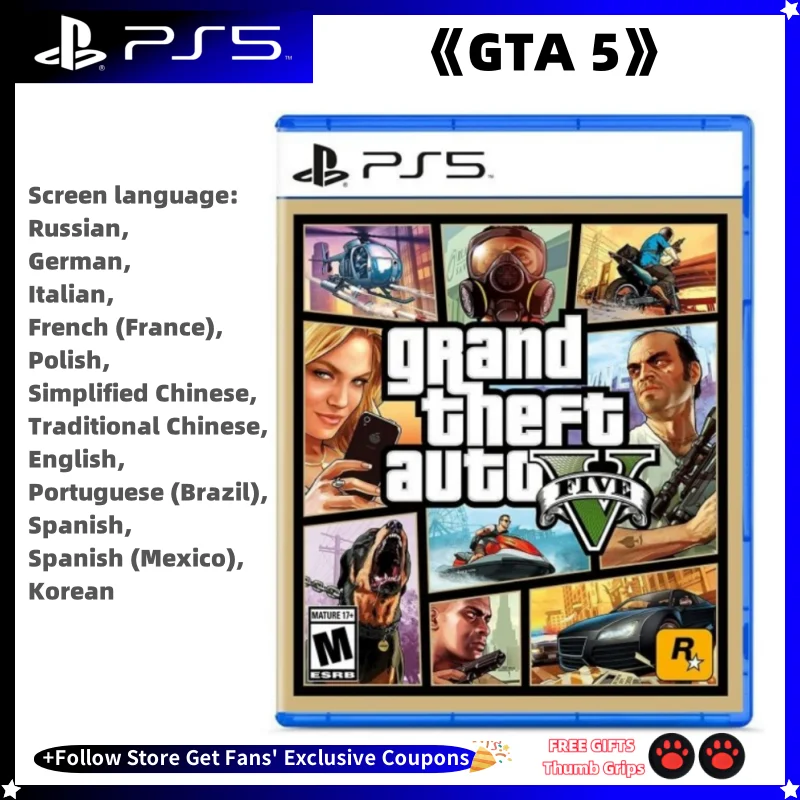 Grand Theft Auto V GTA5 Zupełnie nowa oryginalna licencjonowana karta do gier Sony Playstation 5 PS5 CD Playstation 4 Game Card Ps5 Games GTA5