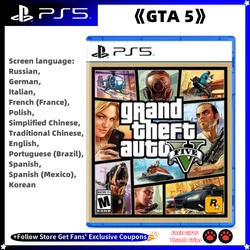 Grand Theft Auto-Carte de jeu Playstation 4, V GTA5, sous licence authentique, Sony, CD de jeu PS5, GTA5, tout neuf