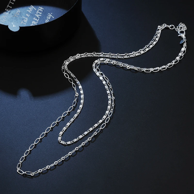 

New 925 Sterling Silver Original designer double chain necklace for women fashion party Wedding engagement Jewelry gifts