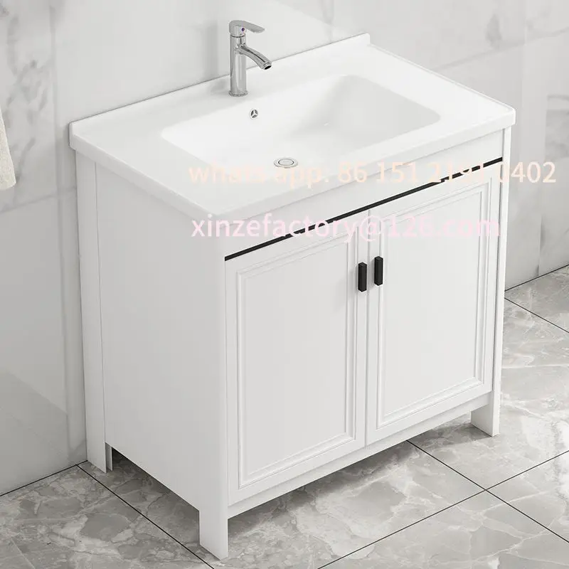 

Customizable winter Floor Standing Bathroom Cabinet Washtop Balcony Washbasin Combination Aluminum Basin Bathroom Washbasin