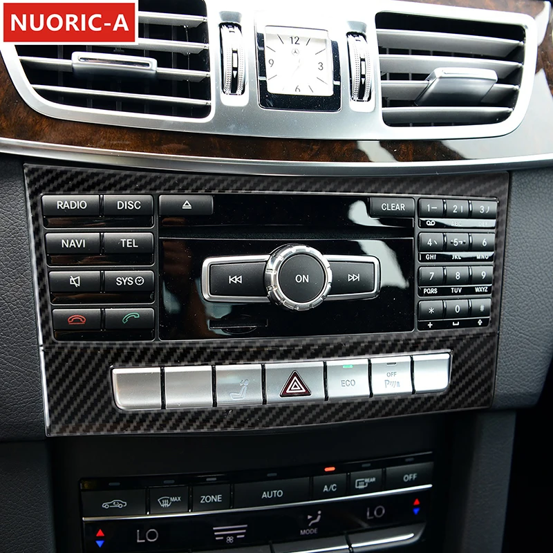 

For Mercedes Benz E Class W212 2014-2015 Car Center Console Air Conditioning CD Frame Decoration Cover Trim Carbon Fiber Pattern