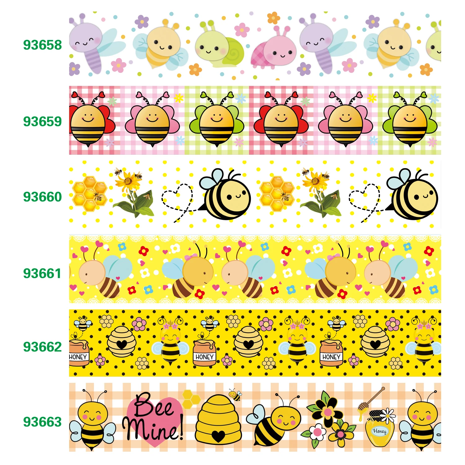 DIY Animal Insect Bee Honey Printed Grosgrain Ribbon For Craft Supplies Sewing Accessories 5 Yards. 93658