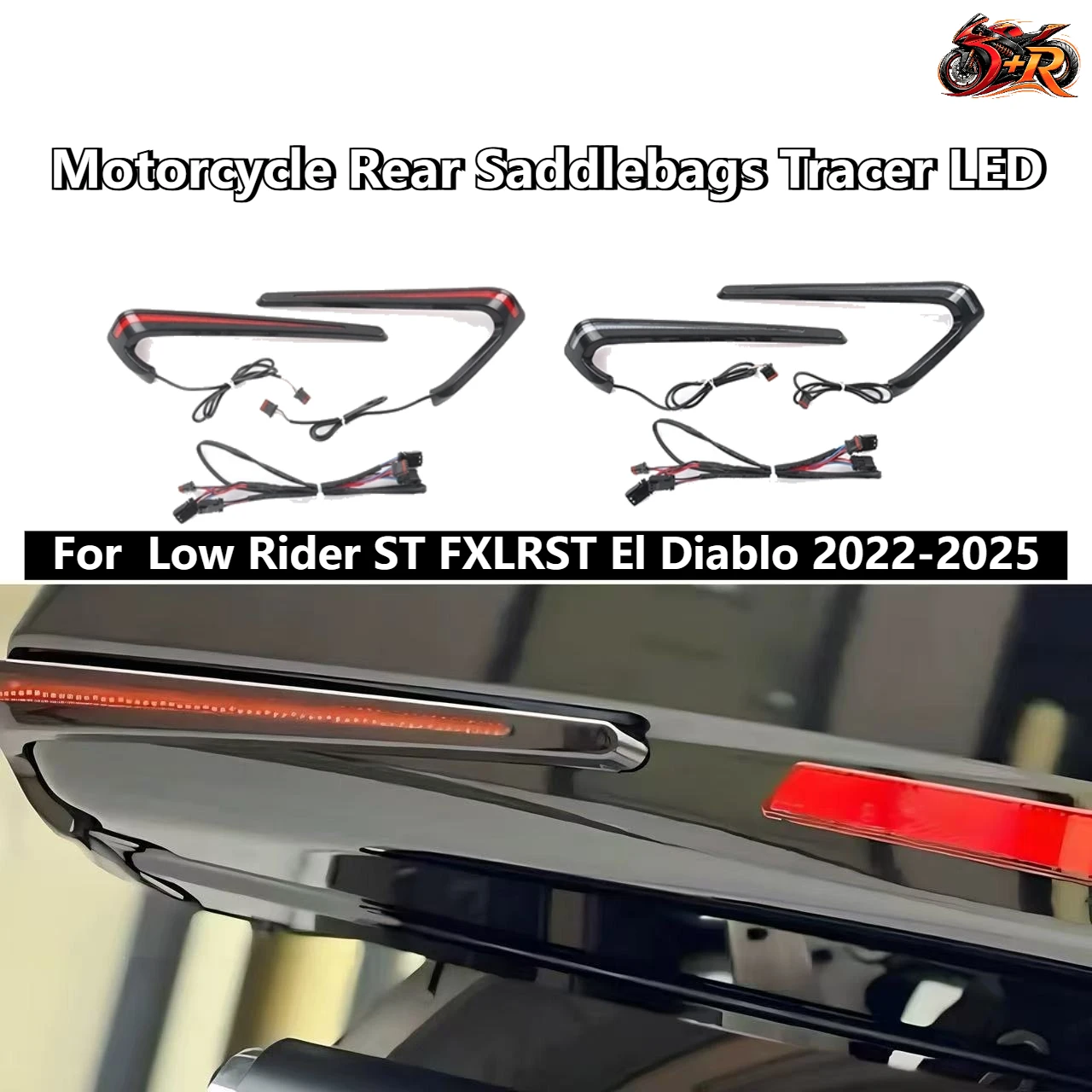 

New Motorcycle Rear Saddlebags Tracer LED Indicators Turn Brake Lights For Low Rider ST FXLRST El Diablo 2022-2025 DONGRAN