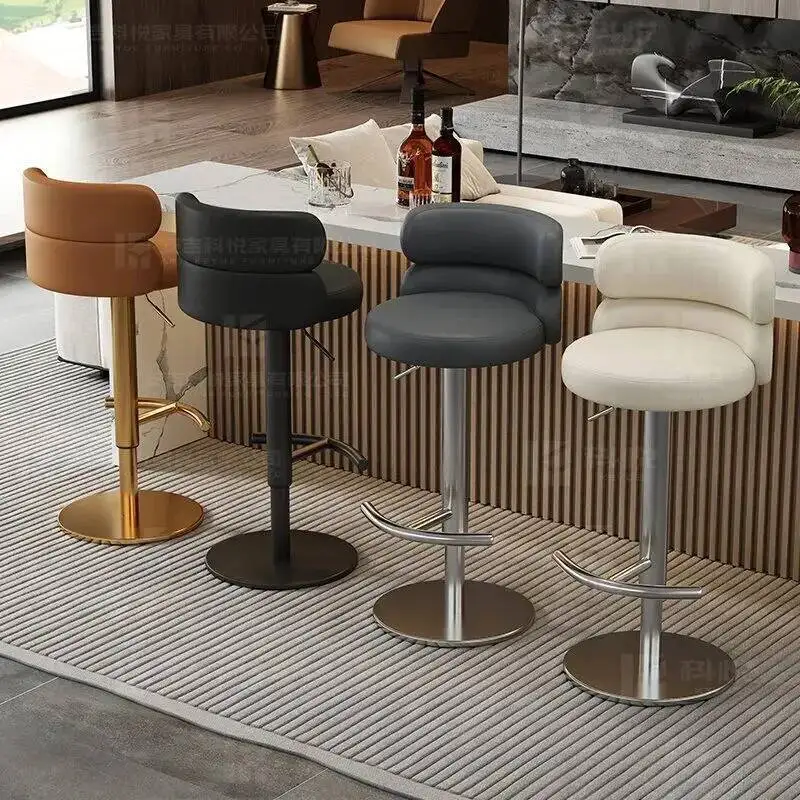 

Luxury Light Bar Chair Lift Ergonomic Bar Chair Nordic Home Island Chairs High Foot Comfortable Leisure Dining Chairs Furniture