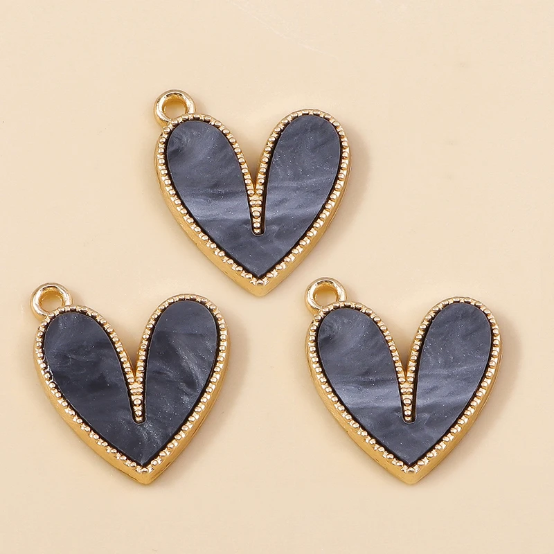 Leslie 10 Stück/Set Emaille Niedliche Bunte Schleifen-Herz-Anhänger für Ohrringe Liebesherz-Charms Anhänger DIY Schmuckherstellung – Detail 27