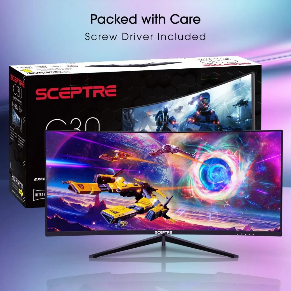 Gebogener 30-Zoll-Gaming-Monitor mit 2560x1080 ultra breitem/schlankem HDMI-Displayport mit bis zu 200Hz eingebauten Lautsprechern