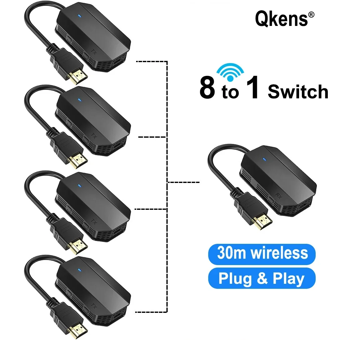 30m Multi To One Switch Wireless Display Adapter HDMI Extender Video Transmitter Receiver for Camera Laptop PC To TV Projector