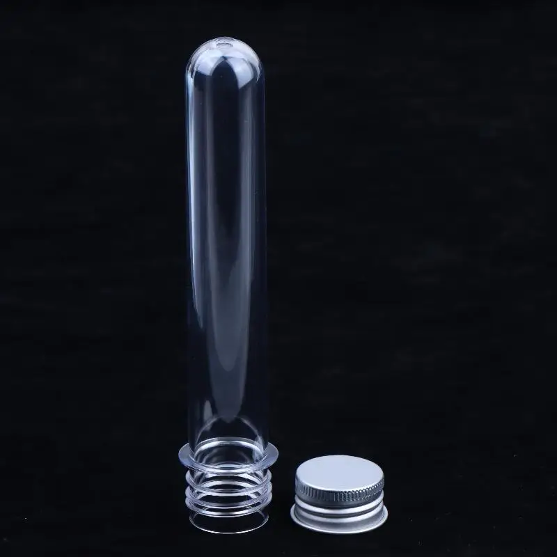 1 Stück transparente, zylindrische, nachfüllbare Plastikflasche, 50 ml, PET-Reagenzglasflasche für Masken, Süßigkeiten, Datenkabel, Maskierpapier – Detail 2