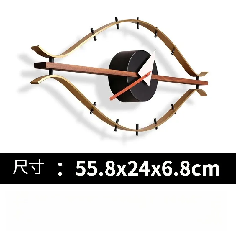 Creative Eye-Shaped Wall Clock with Wooden Frame - Modern Art Decor for Living Room, Bedroom & Office