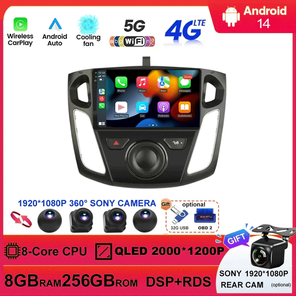 

Android 14 Car Radio For Ford Focus 3 2011-2019 Multimedia Video Player Stereo GPS Navigation Carplay Andorid Auto 5G WIFI DSP