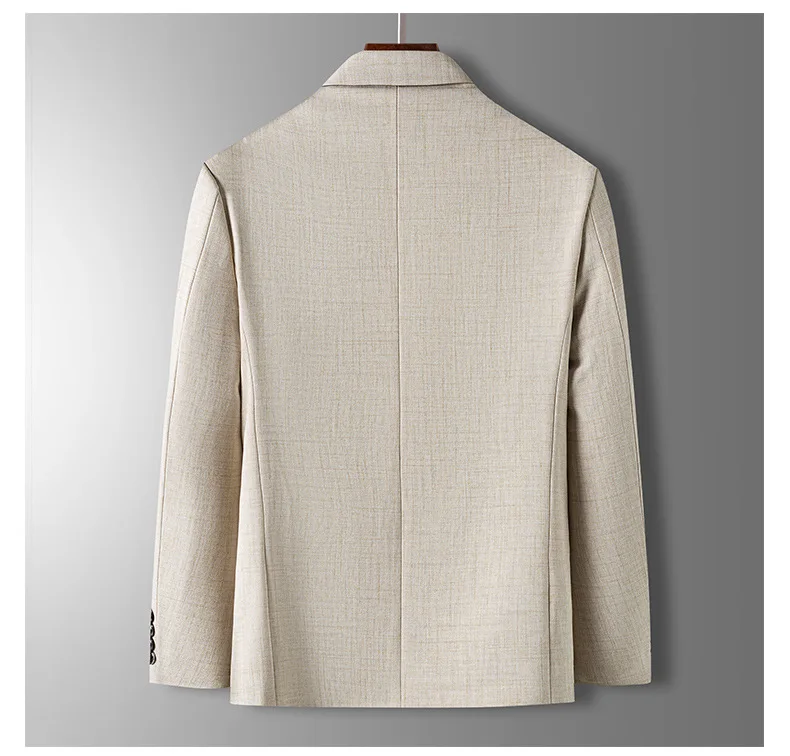 Spring Autumn Men's Blazer Luxury Plaid Jacquard Casual Suit Jacket Gray Blue Beige Loose Male Coat Costume Homme