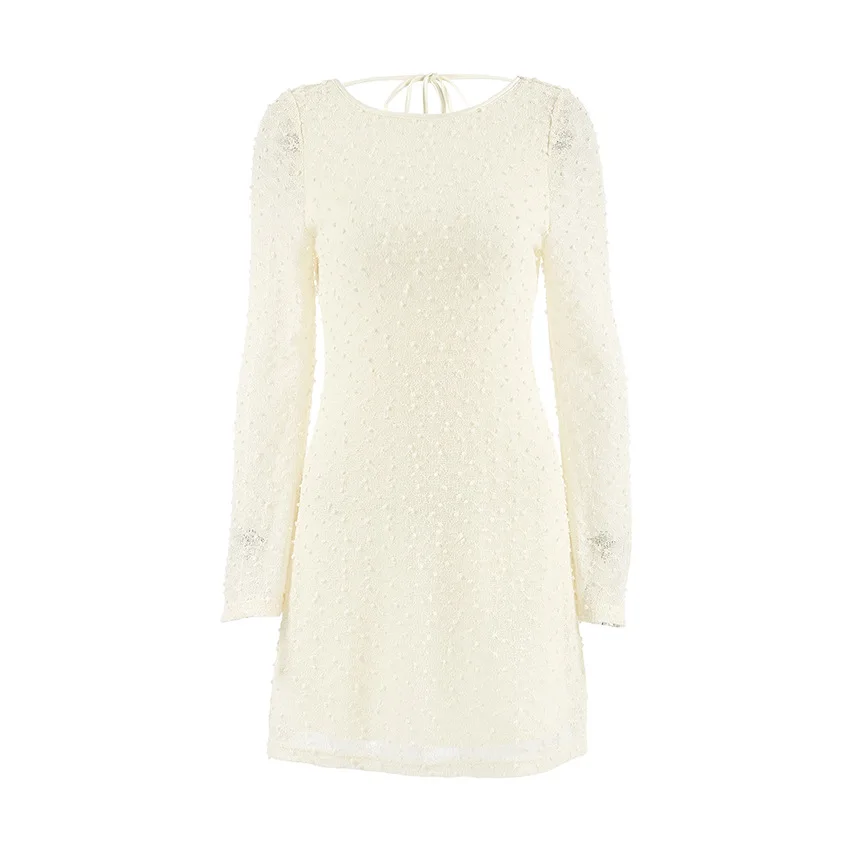 2026 New Spring Elegant Mini Dress Women Mesh Printed Fashion O Neck Dress Female Chic Prom Gowns Sexy Slim A-line Dress Short