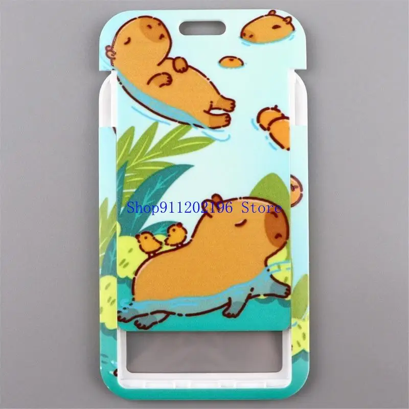 P82A الكرتون الحيوان اسهم شارة حامل البطاقة مع حامل بطاقة الحبل جميل كابيبارا الرقبة حزام للممرضة #4