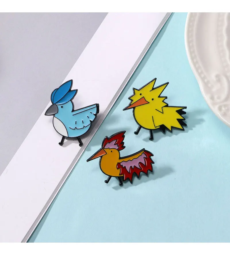 Cute Pok é mon, Three Holy Birds, Cartoon Badge, Anime, Film and Television, Pet, Flaming Bird, Brooch, Clothes and Accessories