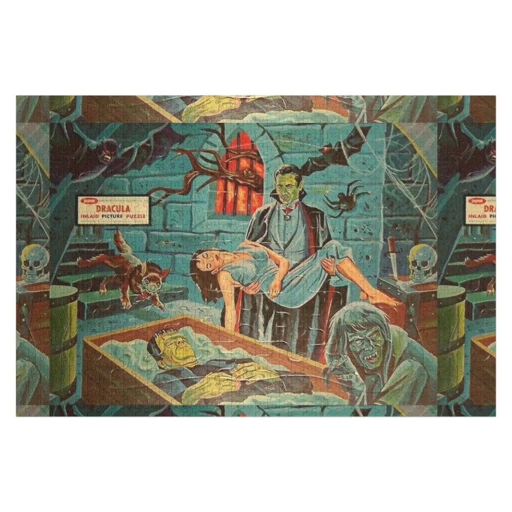 

Vintage Dracula and Frankenstein Jigsaw Puzzle Toddler Toys Wooden Decor Paintings Wood Name Personalised Jigsaw Puzzle