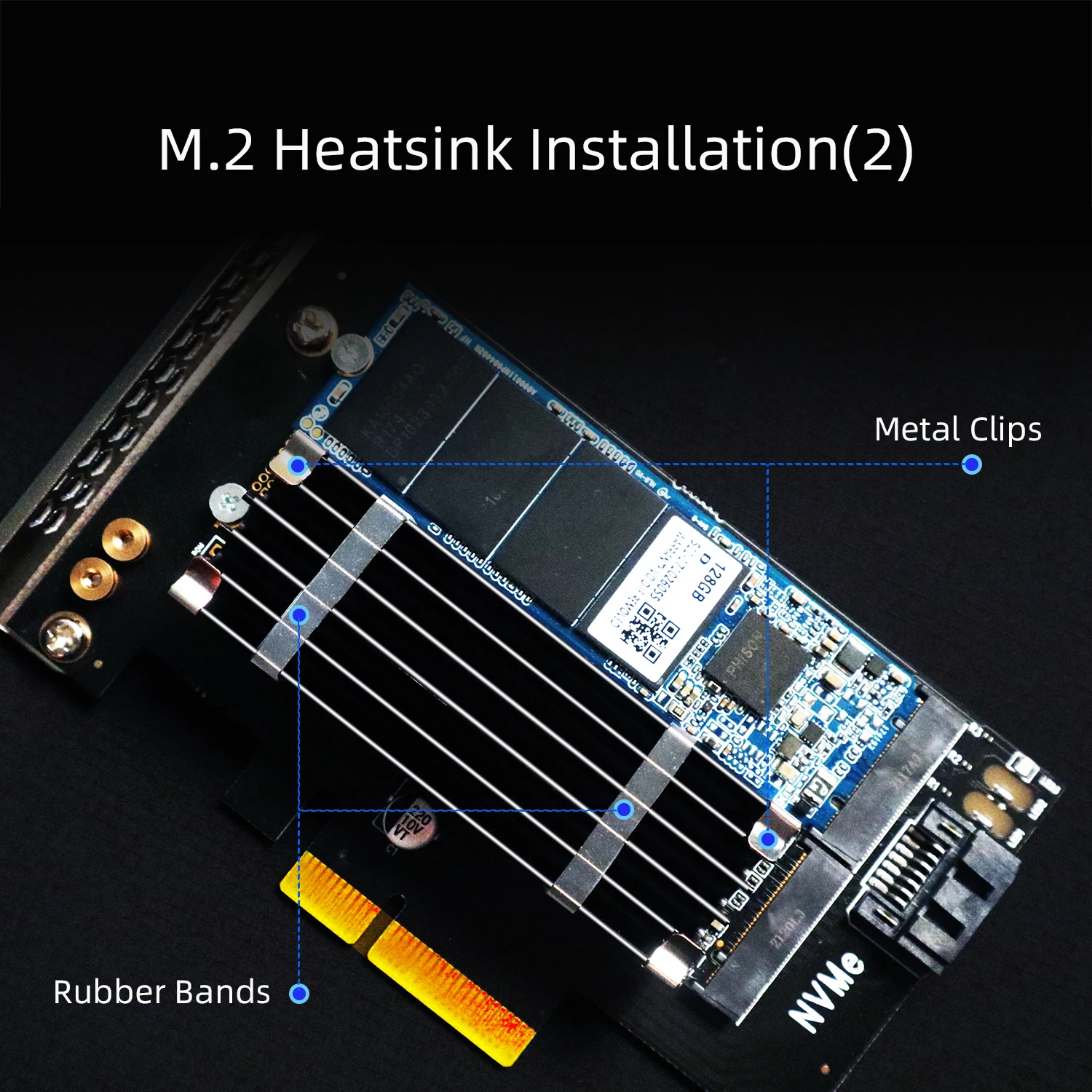 Dual M.2 PCIE NVMe 4.0/3.0 Adapter with M.2 Heatsink for M.2 PCIE NVMe SSD and M.2 NGFF SATA SSD