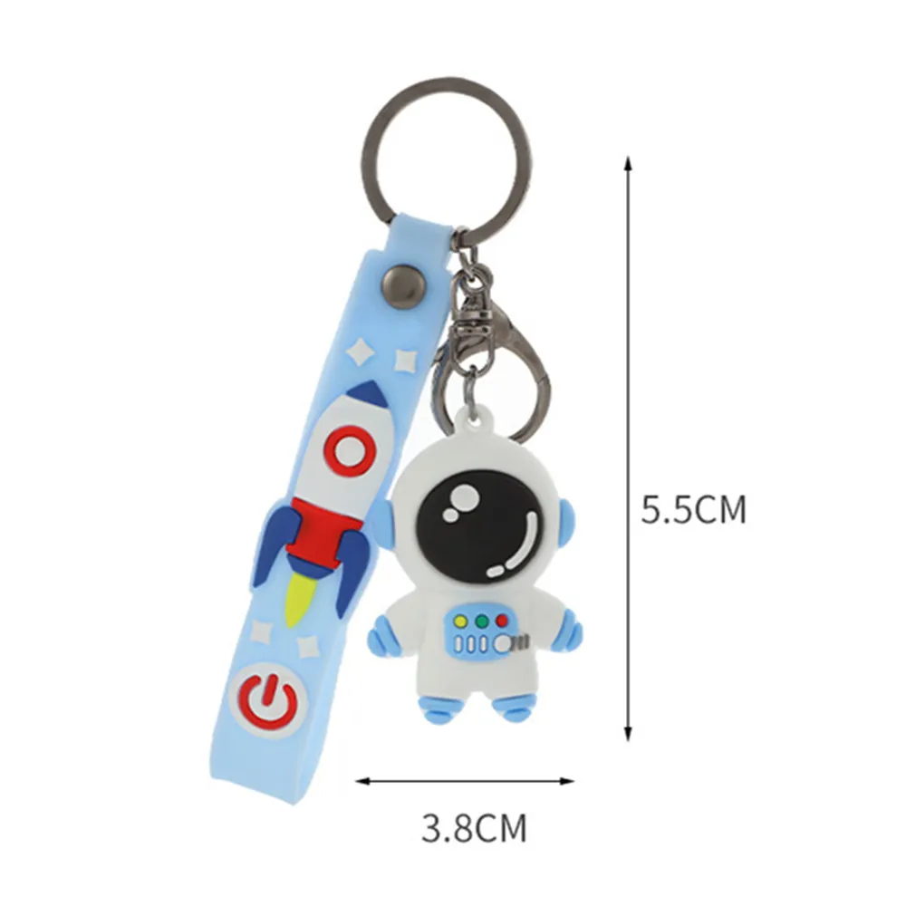 Cartoon Space Astronaut Keychain Rocket Planet 3D Spacer Figure Keychain Lanyard Silicone Jewelry Bag Accessories Motorcycle Key