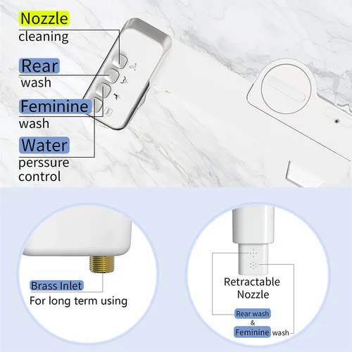 Imagen 2 del producto Bidé Washero, bidé para inodoro, bidé no eléctrico para asiento de inodoro, pulverizador de lavado a tope, limpieza trasera y delantera, boquilla de bidé acoplable