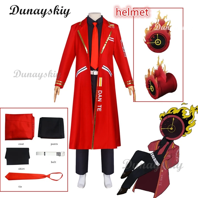 

Game Limbus Company Cosplay Dante Costume Red Long Coat DAN TE Uniform Suit Men Women Halloween Party Carnival Roleplay Outfits