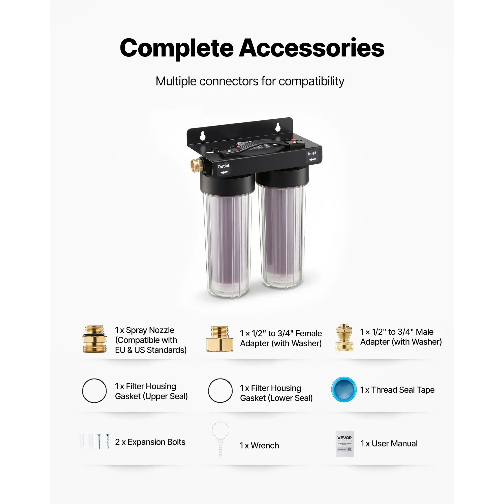 Deionized Water System for car Wash, Spotless for car Wash Water System with 2 x 0.5L Color Changing Resin, Spot-Free Deionized Water Filter for cars RVs Motorcycles Windows