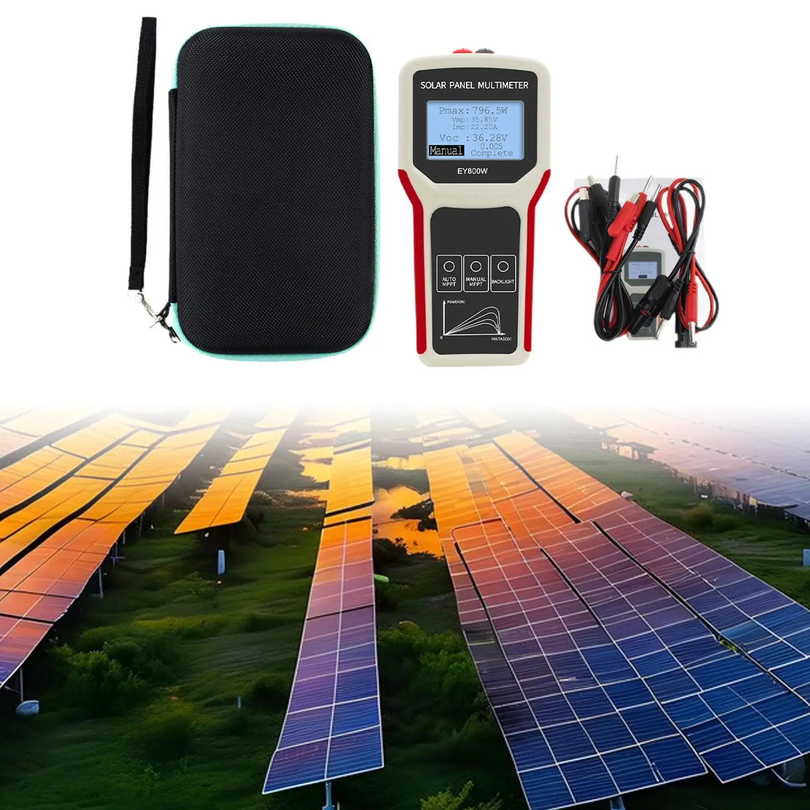 

800W Solar Panel Tester Smart Tool Solar Mppt Meter for Voc Troubleshoot Isc