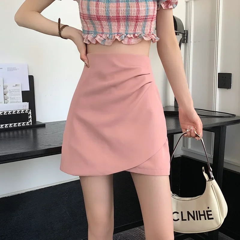 

5 цветов, мини-юбки, женские летние 2021, нерегулярные складки, чистые, универсальные, милые, сексуальные, для женщин, эстетические, стильные, корейские, новые