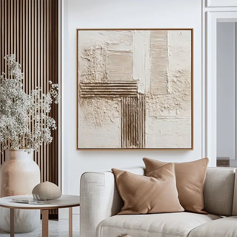 Simple Wall Art Brown And Beige Abstract Oil Painting Handpainted New Popular Golden Yellow Beige Home Wall Art Decor Items