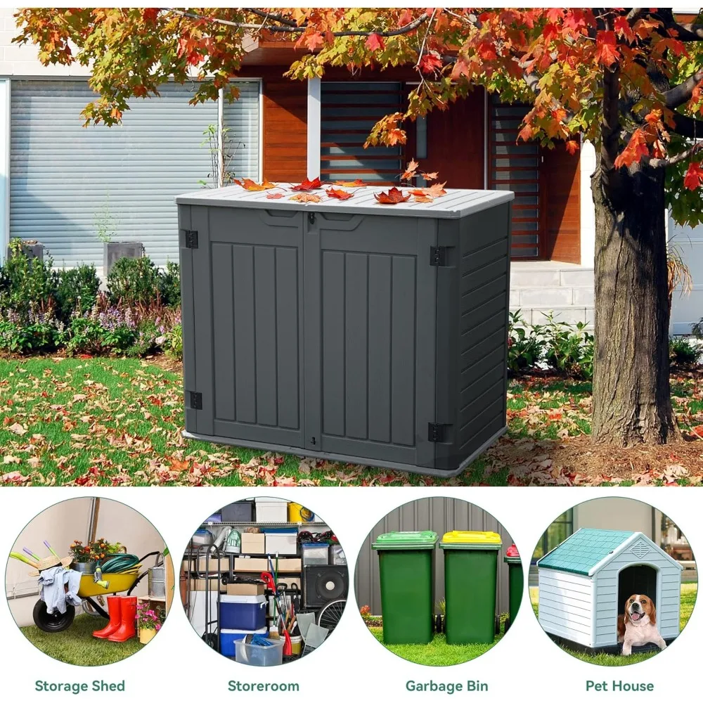 Outdoor Resin Storage Sheds, 39 in Height Lockable Waterproof Horizontal Shed w/o Shelf，Easy to Assemble Shed Storage