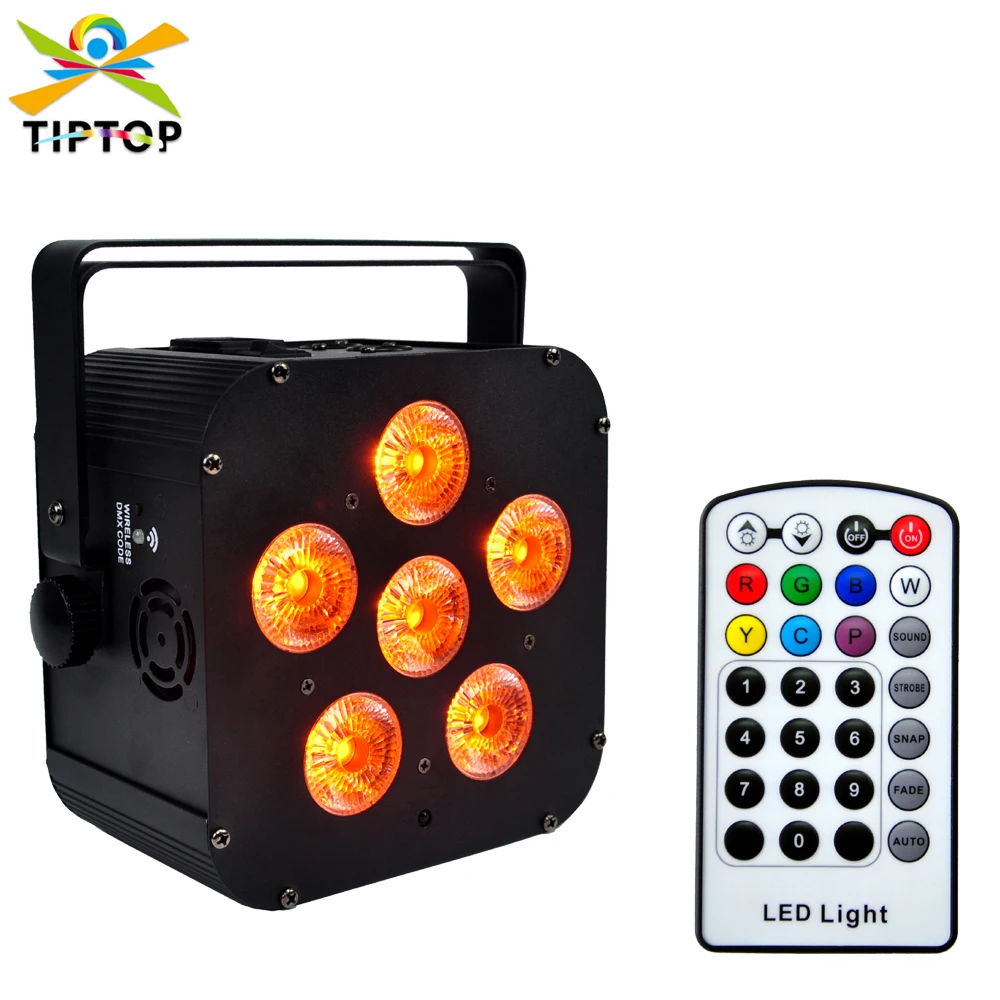 

TIPTOP New Battery Powered Wireless DMX Led Par Light 6x18W RGBWA UV 6IN1 Infrared Controller Full Color LED Display TP-B0618F