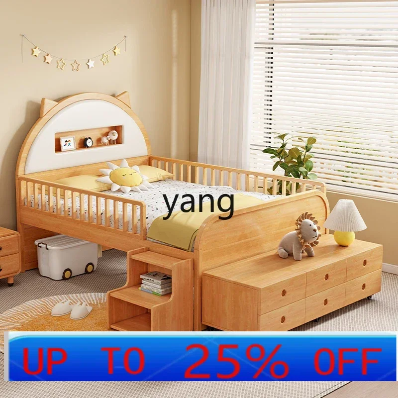 LTT  solid wood boys and girls half height 1.2M1.5M single modern simple guardrail soft bag bed
