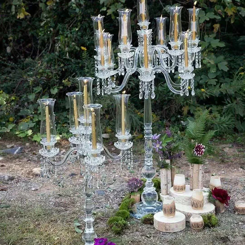 Beautiful Exquisite Candle Holder Large Wedding Crystal Candlestick Autumn Incense Hogar Decoraciones Home Decorations CY50CS