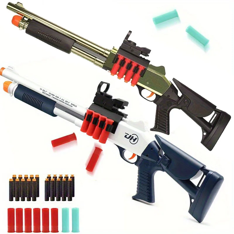 2PCS-Toy Shotgun Handmatig laden en leeg schuimuitwerpontwerp met kogels Schuimspeelgoedpistool