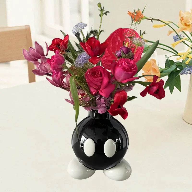 Anime Creative Decoration Black Mickey Vase Living Room Cartoon Desktop Sculpture Decoration Cute Gift view 2