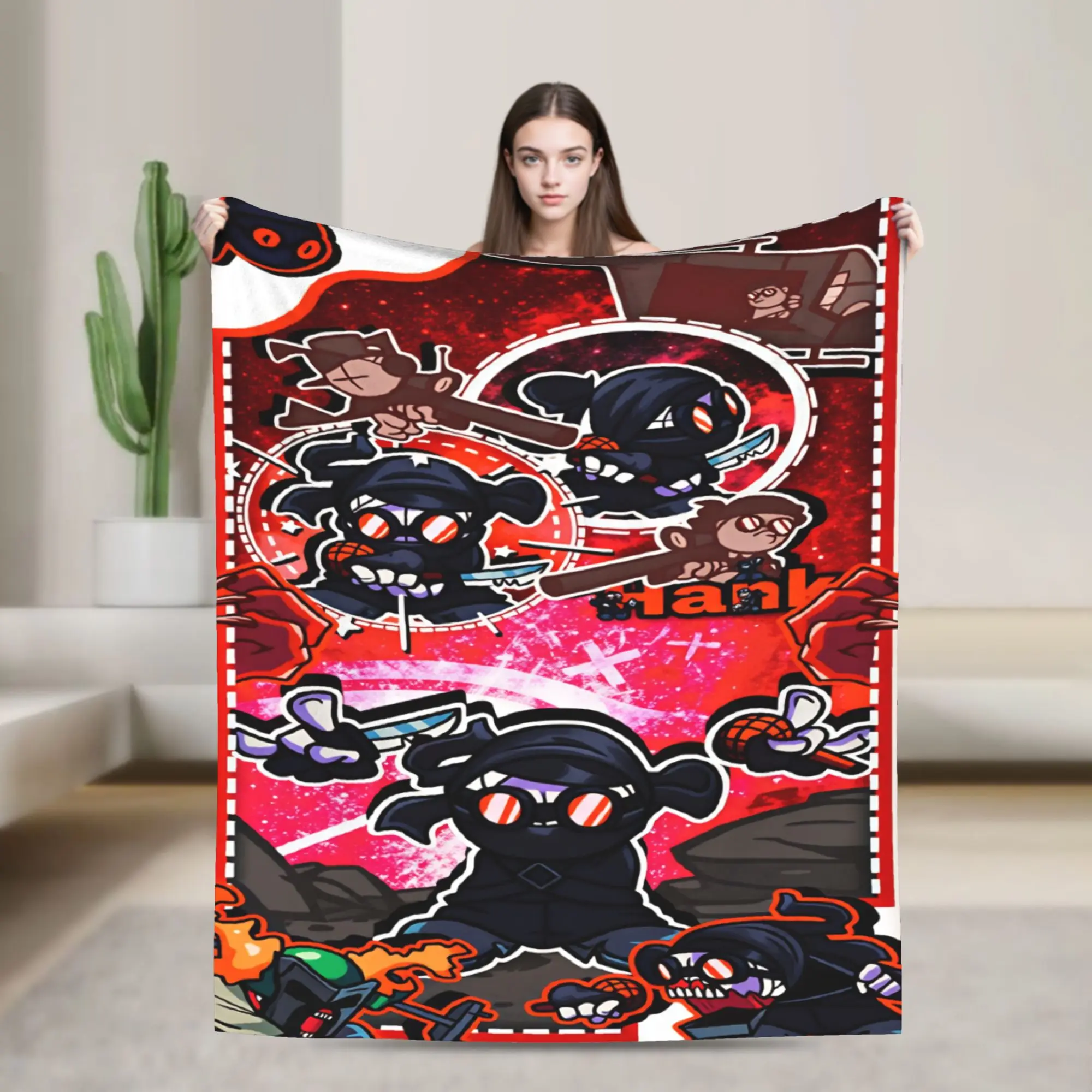 MADNESS COMBAT Anime Super Soft Blanket  Children Plush Throw Blanket Graphic Home Decor Flannel Bedspread Sofa Bed Cover