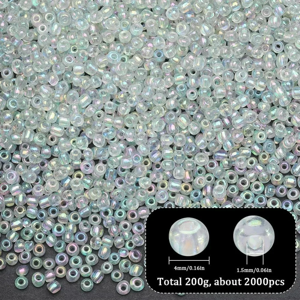 1박스 200G 6/0 유리 시드 비즈 4mm 시드 비즈 벌크 소형 미세 AB 컬러 투명 원형 포니 컬러풀 비즈 쥬얼리용