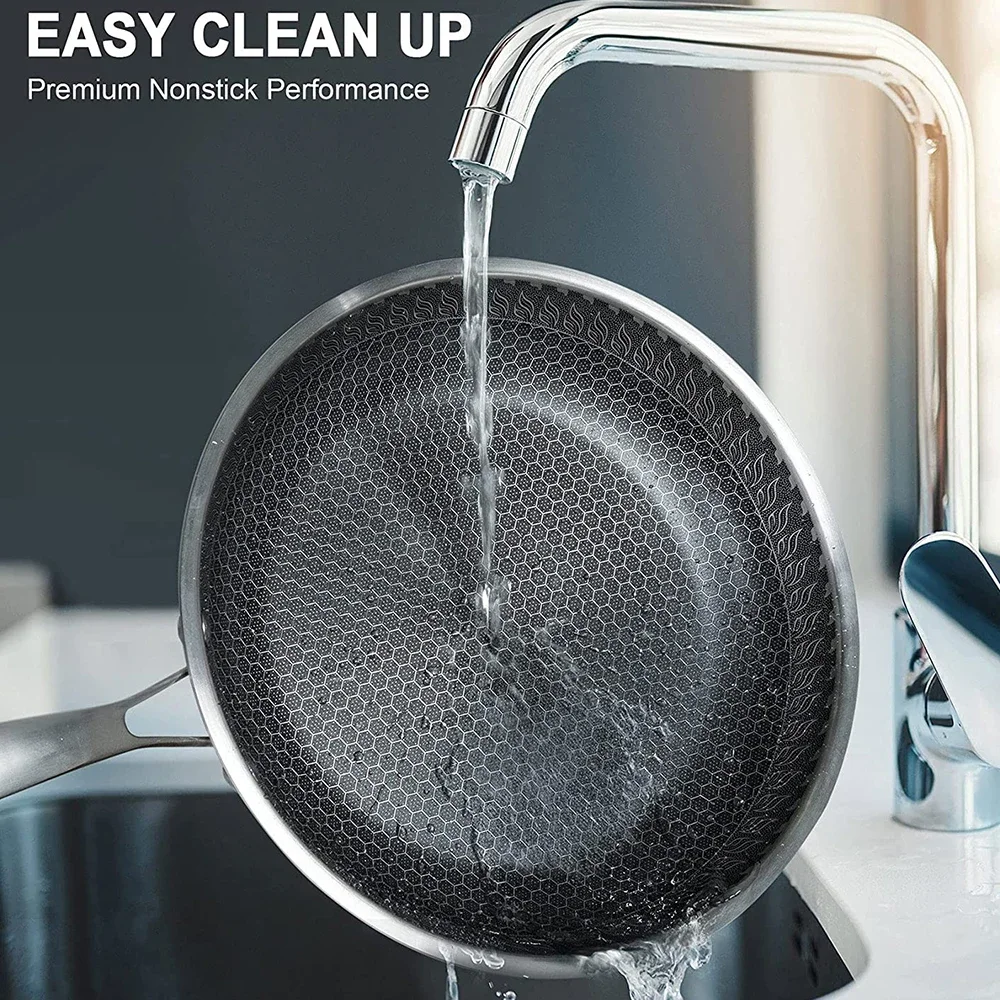 

Nonstick Frying Pan, Stainless Steel 11Inch Frying Pan, 316 Stainless Steel Pan with Honeycomb Coating