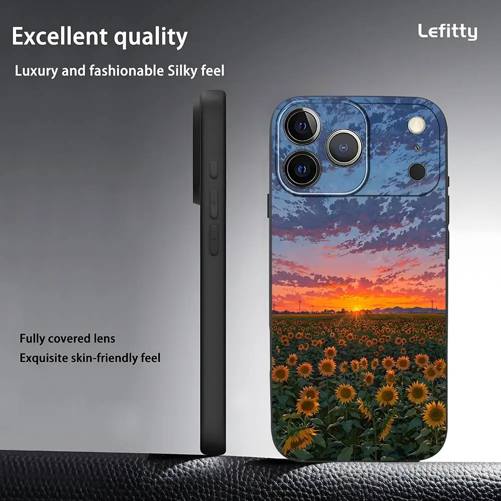 

Sunset Flowers phone case for iPhone 17 16 15 14 13 Pro Max Plus Mini Frosted Soft Case Funda Shockproof Cases
