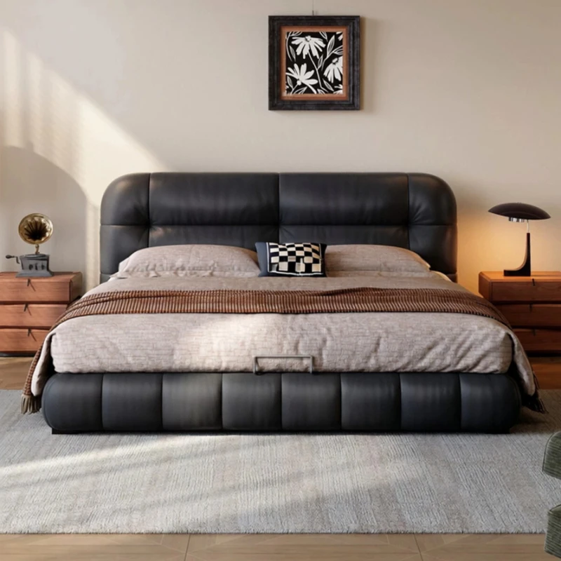 Luxury Single Bed Modern Headboards Sleeping Leather Full European Double Bed Bedroom Design Letto Matrimoniale Home Furniture