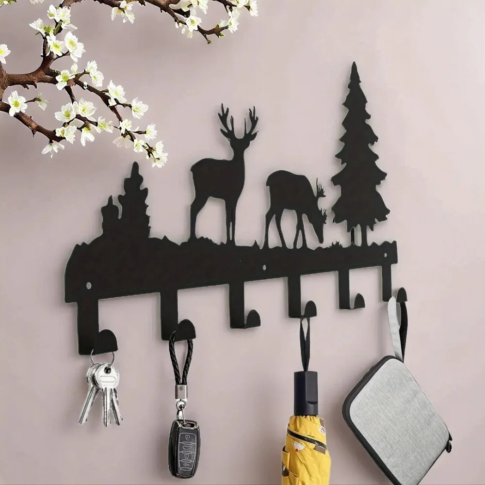 Einfache Wandskulpturen aus schwarzem Metall – robuste, rostfreie, wasserdichte Wandhalterung mit mattem Finish für Mäntel, Hüte, Taschen, Handtücher