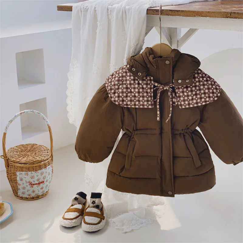 Детские зимние пальто, новинка 2024, зимние толстые куртки для мальчиков и девочек, шаль унисекс, теплая повседневная верхняя одежда, детская модная одежда с капюшоном