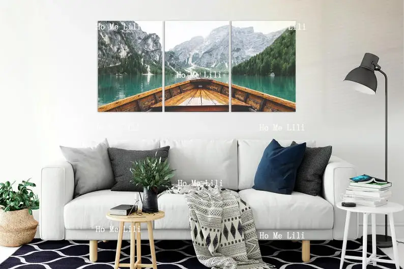 Set Of 3 Prints Blue Landscape Wall Art Unframed Watercolor Wall Decor