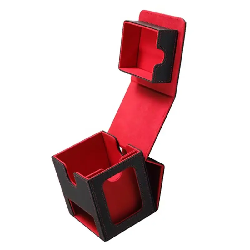 Caixa de Cartas MTG B78B em Couro com 2 Displays para Comandantes, Armazenamento de Cartas à Prova d'Água em Camadas Duplas, Capacidade para 200+ Cartas