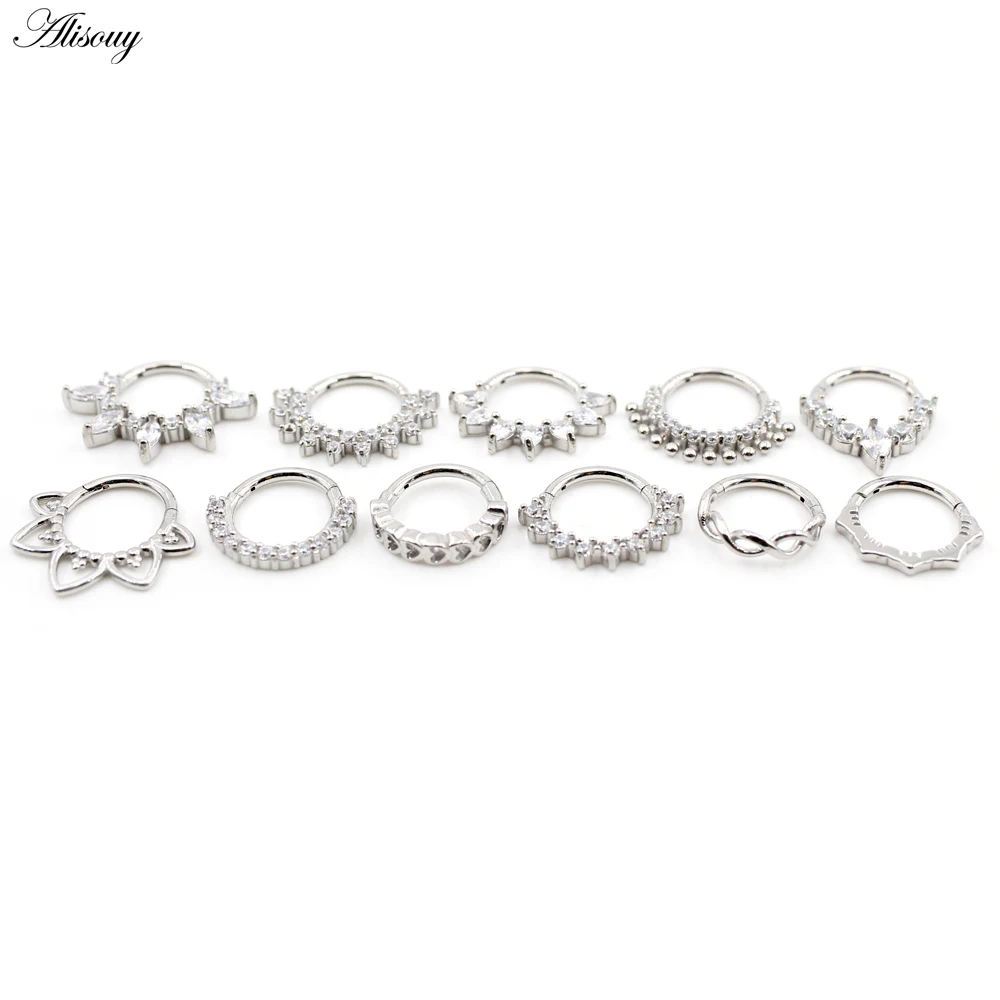 1Piece Cute Heart Eye Zircon Nose Ring Daith Stainless Steel Ear Captive Tragus Cartilage Helix Hoop Earring Piercing Jewelry