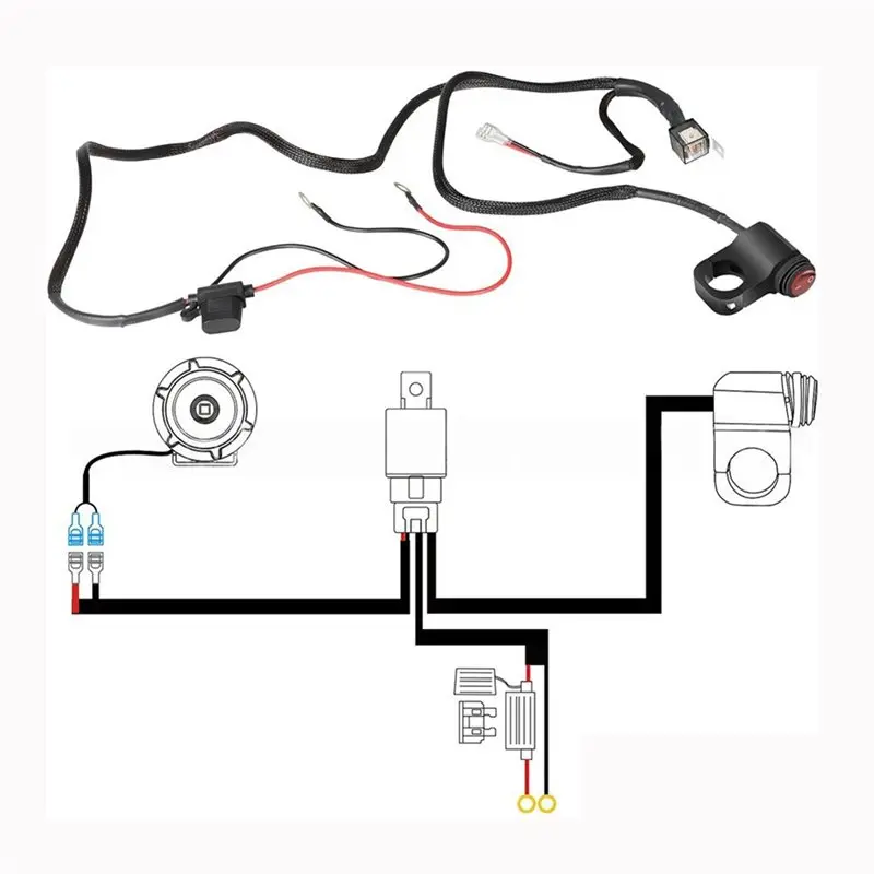 

Motorcycle Work Light Fog Light Switch Spotlight On/Off Nylon Wiring Harness Light Bar For Car Boat Truck Cable-M54K