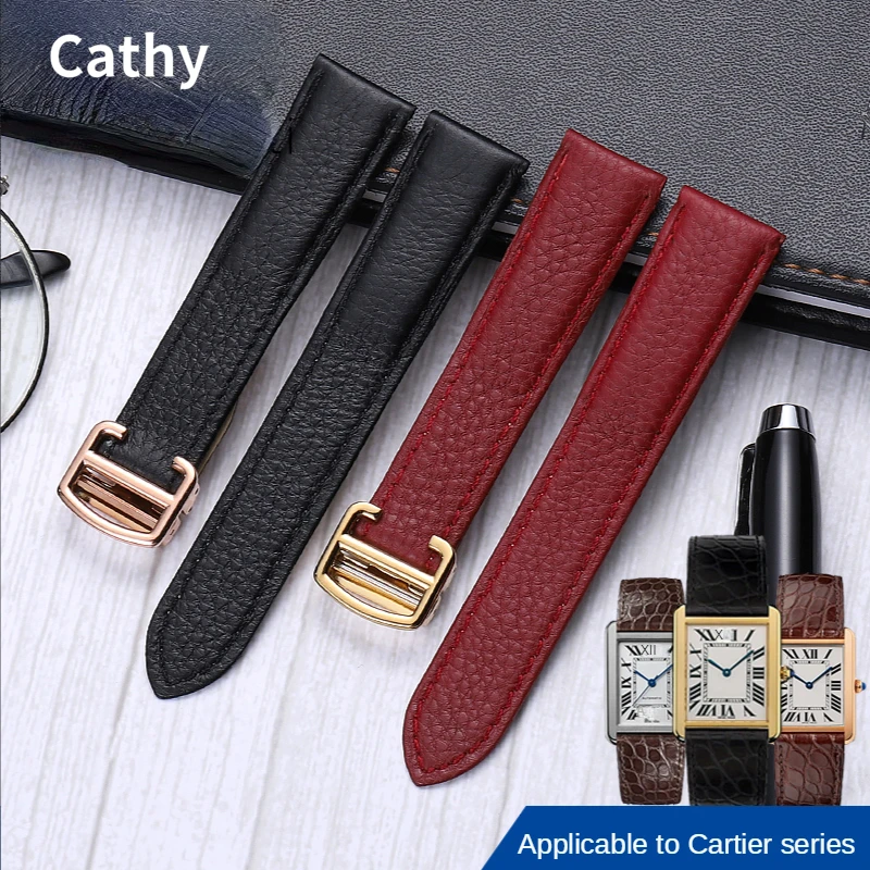 Genuine Leather Watch Strap for Cartier Tank Small Medium Wsta0028 Strap Solo Soft Comfortable Men Women Watchband 16 1719 20mm