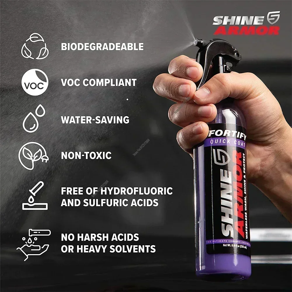 SHINE ARMOR Ceramic Coating Fortify Quick Coat Car Wax Polish Spray Waterless Wash Wax Hydrophobic Top Coat Polish Polymer Paint