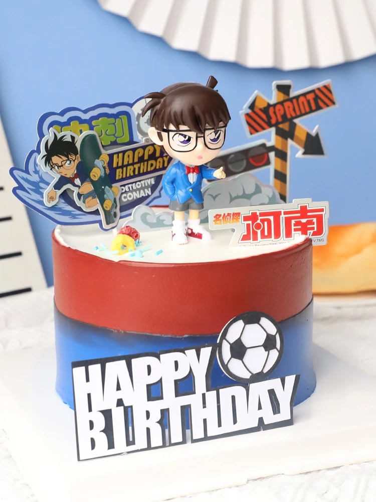 Adornos de PVC para tartas de personajes de Detective Conan Hero, decoración para cupcakes de fútbol, decoración para tartas de fiesta de cumpleaños para niños, Baby Shower